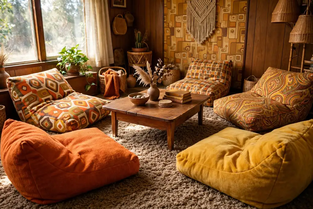 Floor cushions in orange