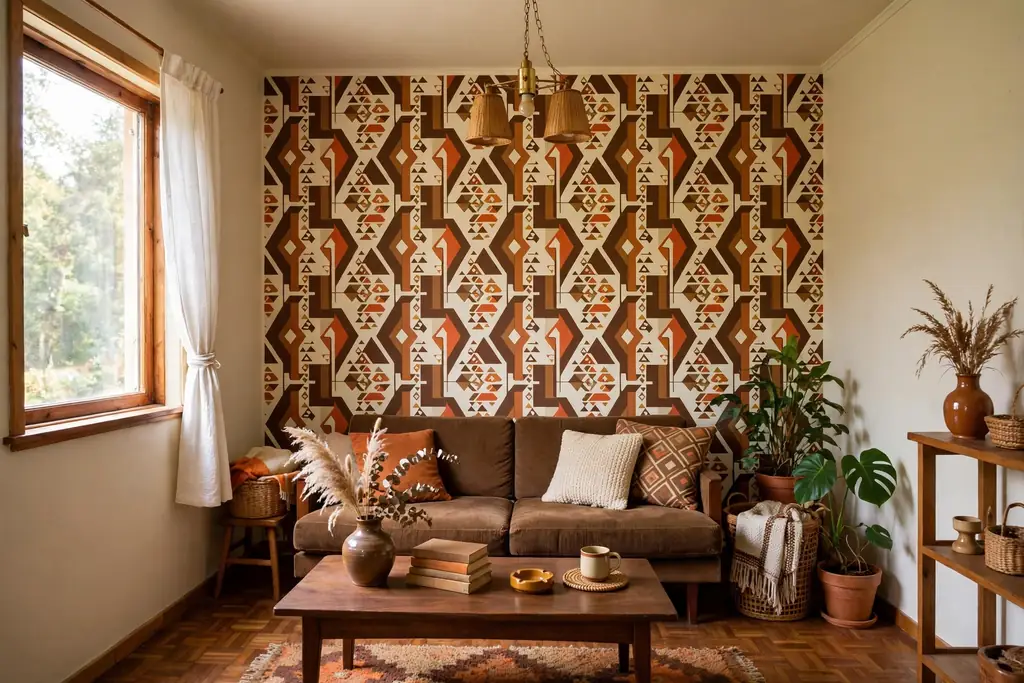Geometric wallpaper in brown