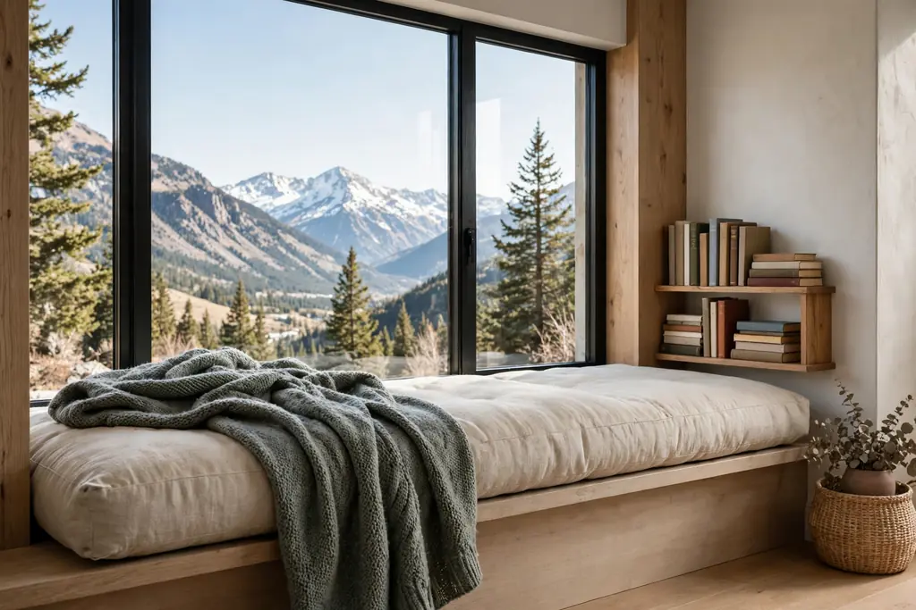 Window seat with a thick cushion