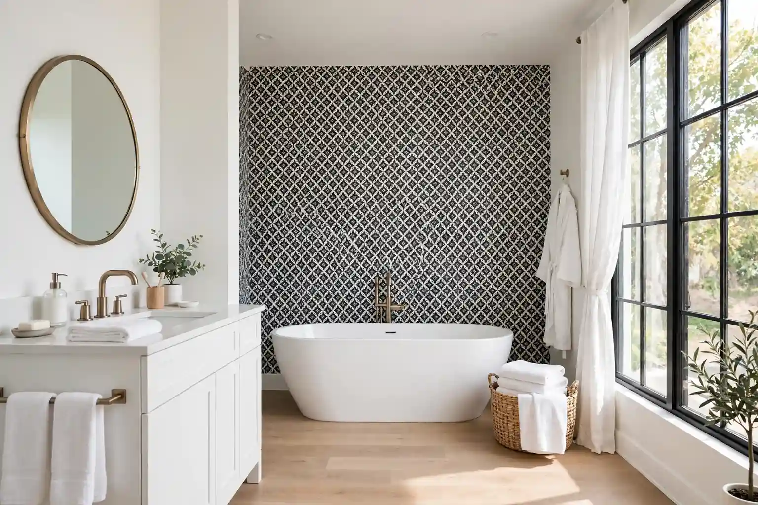 19 Black and White Bathroom Wallpaper Ideas for Every Style