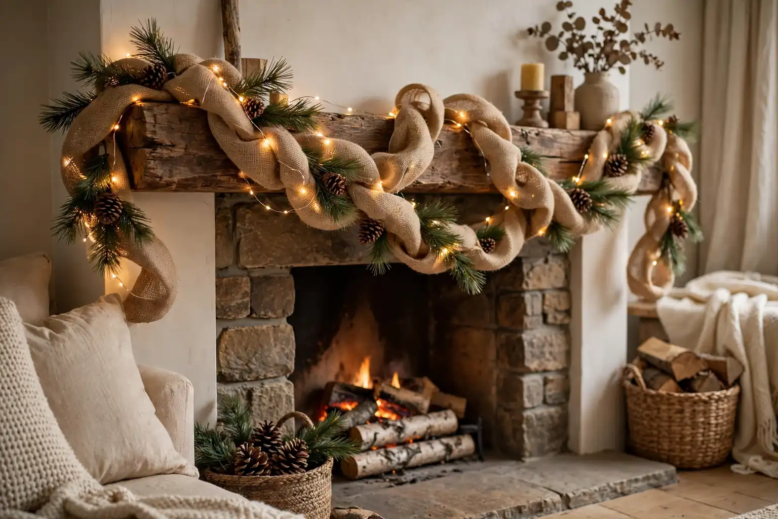 How to Make Burlap Garland for Rustic Holiday Decor