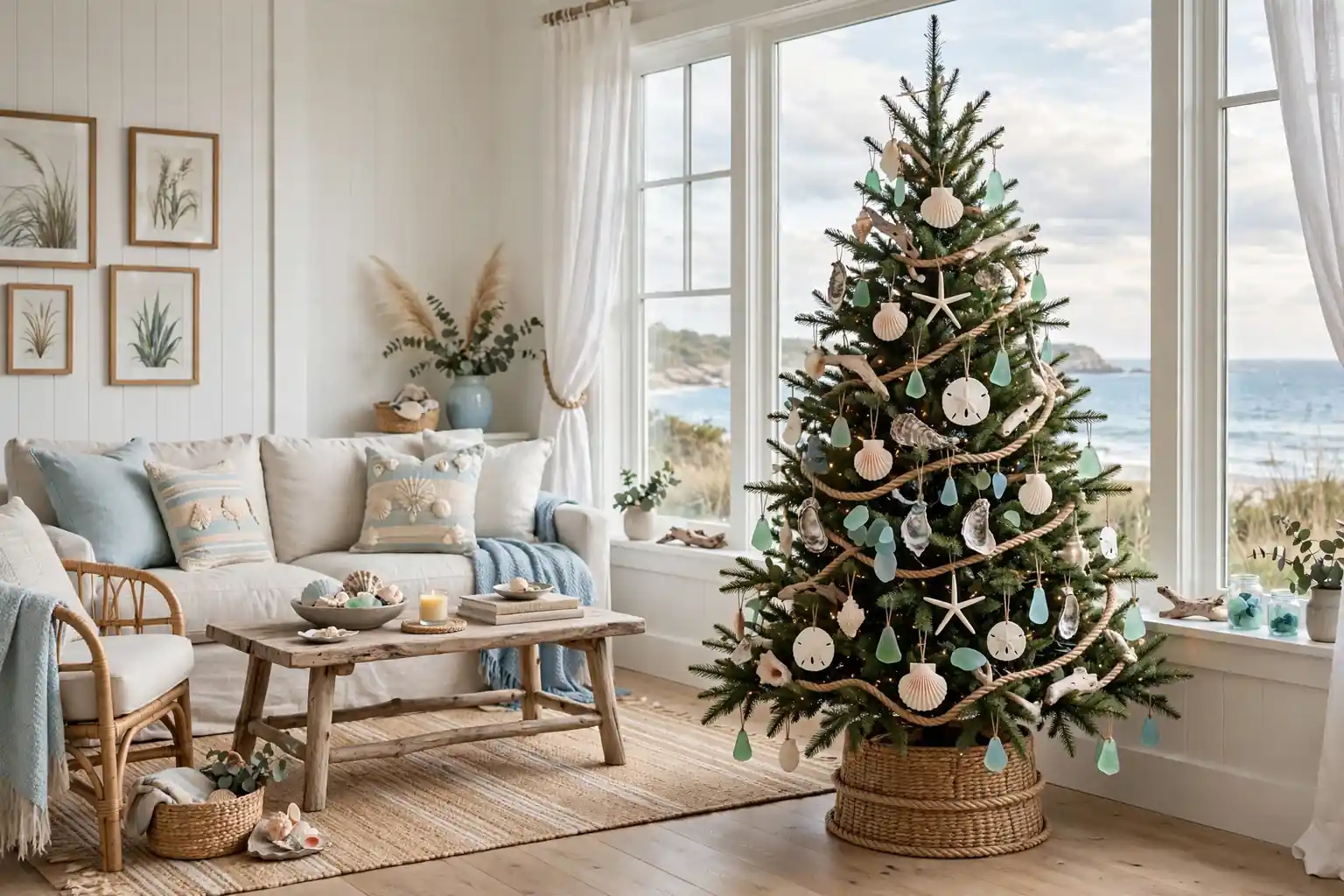 17 Coastal Christmas Tree Ideas with Beach Inspired Details