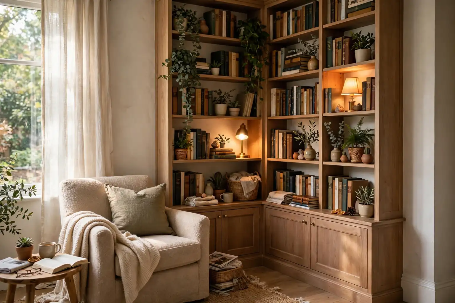 22 Creative Corner Bookshelf Ideas for a Welcoming, Lived-In Look