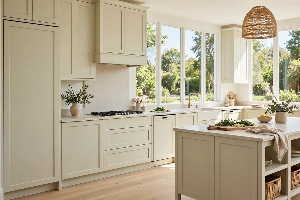 Kitchen with panel ready appliances and matching cabinet fronts.