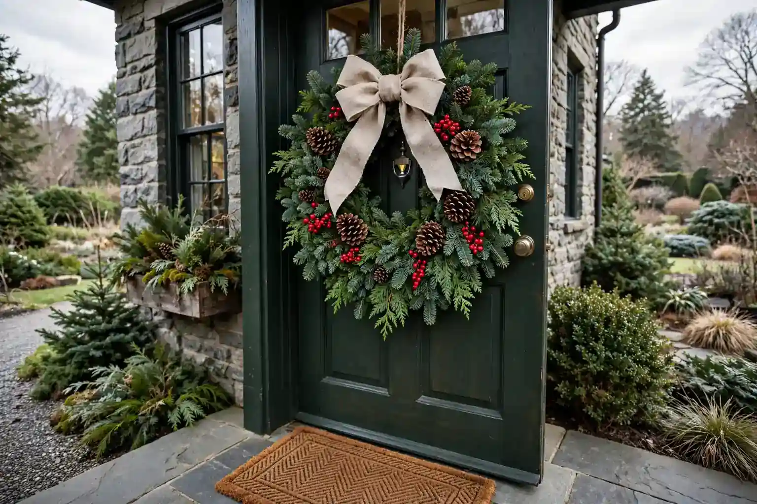 15 Evergreen Christmas Wreath Ideas with Natural Texture