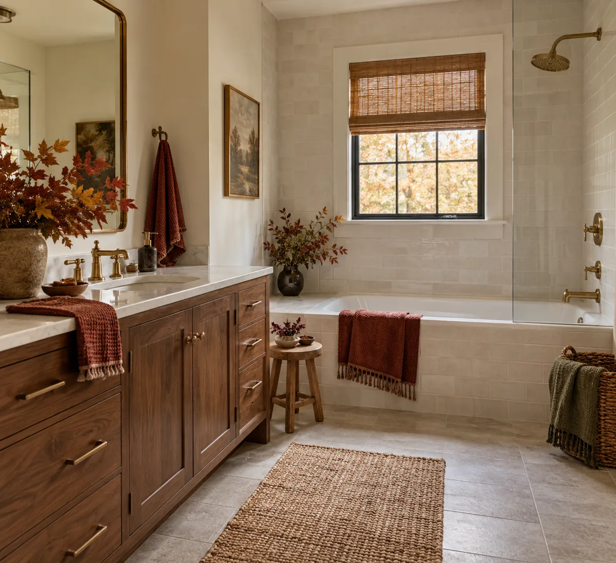 22 Fall Bathroom Decor Ideas With Warm Color and Texture