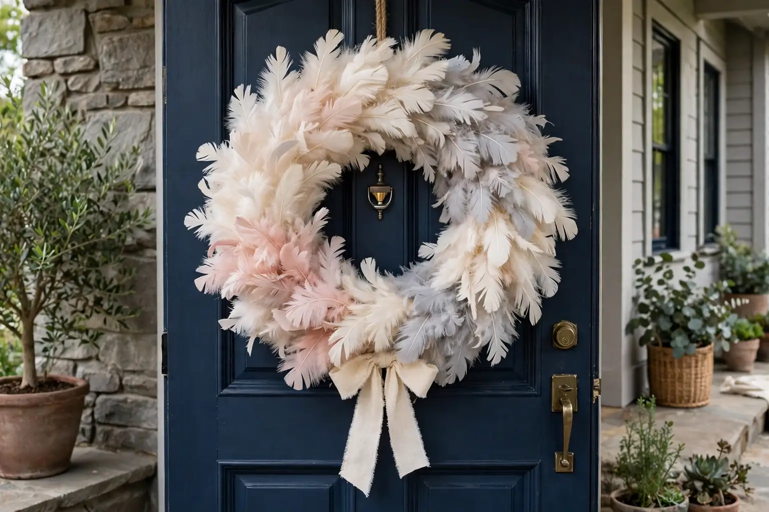 How to Make a Feather Wreath for Soft Seasonal Decor