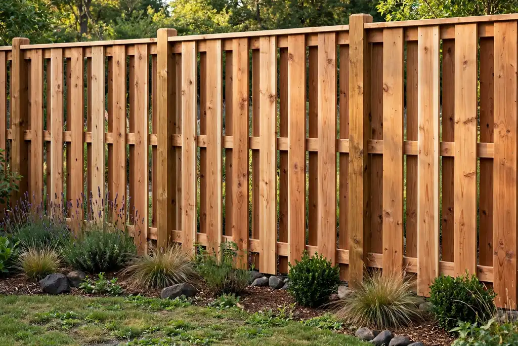 Shadowbox board on board privacy fence with a neat face on both sides.