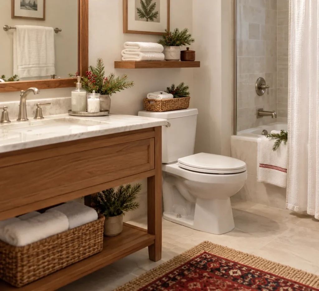 A tidy guest bathroom with fresh towels and simple accessories.