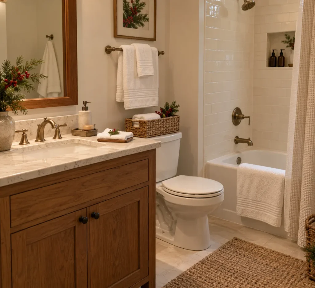 Clean bath towels arranged together for overnight guests.