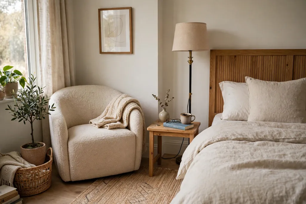 Bedroom corner with a reading chair