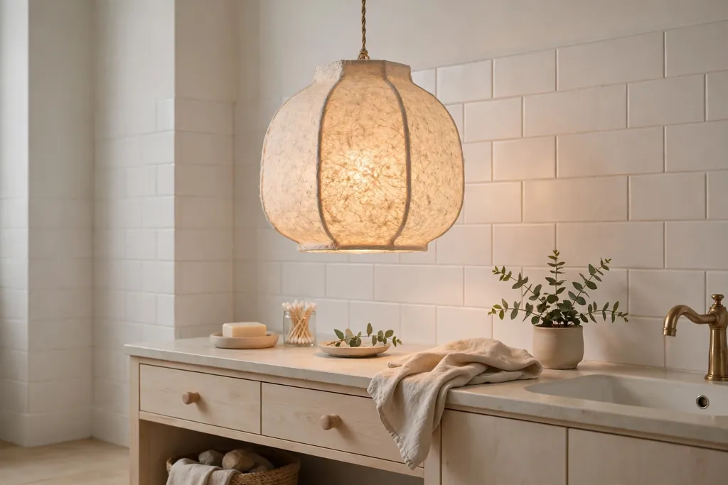Low wooden bath stool and small basin beside a bathtub in a Korean bathroom.