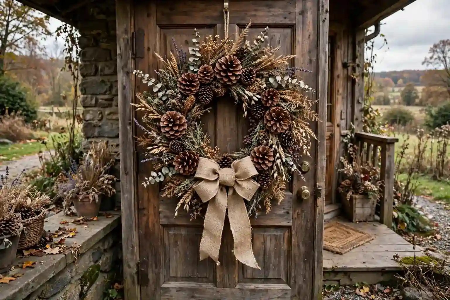How to Make a Pinecone Wreath with Natural Texture