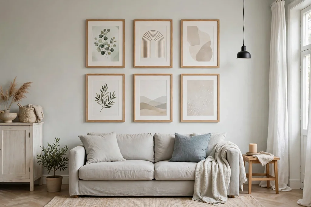 Woven baskets beside a sofa holding throws and magazines.