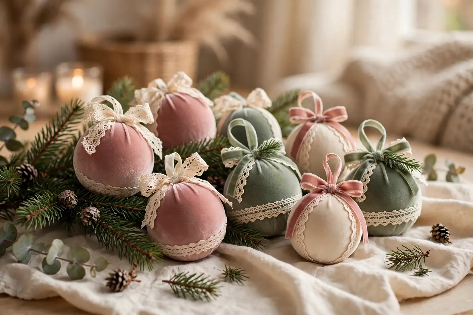 How to Make Velvet Christmas Ornaments with a Soft Vintage Look